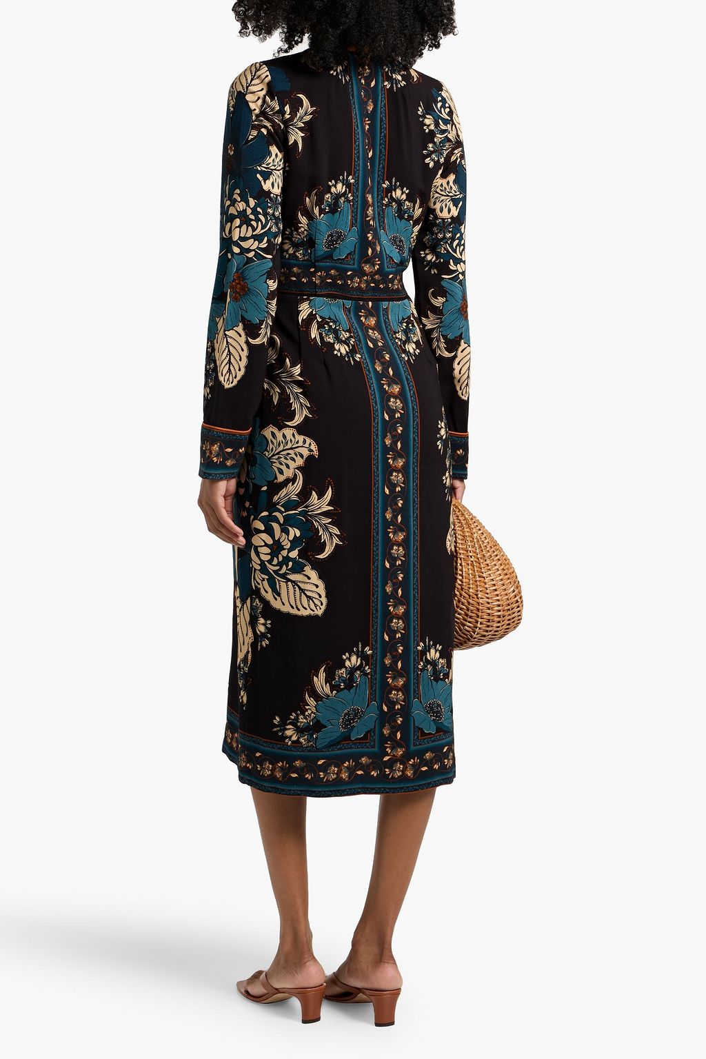 FARM RIO Floral-print crepe midi wrap dress