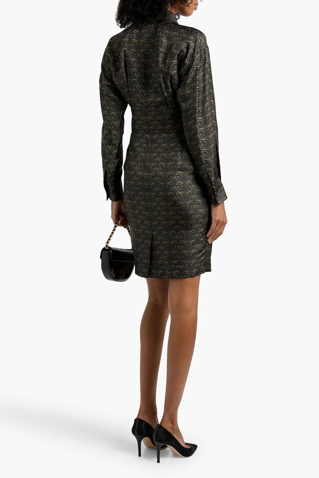 MAX MARA Panfilo printed silk-twill mini shirt dress