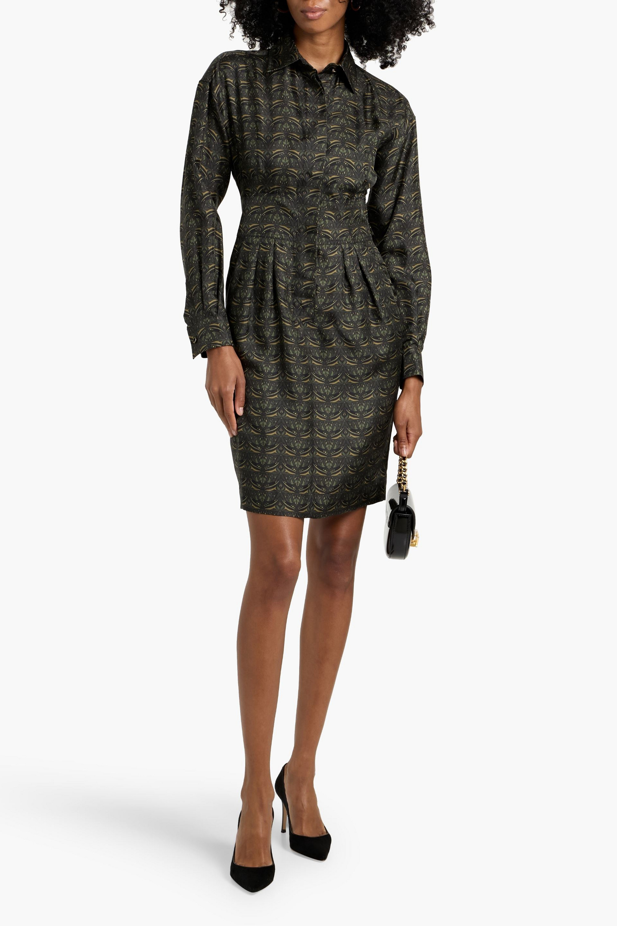 Max Mara Panfilo printed silk-twill mini shirt dress