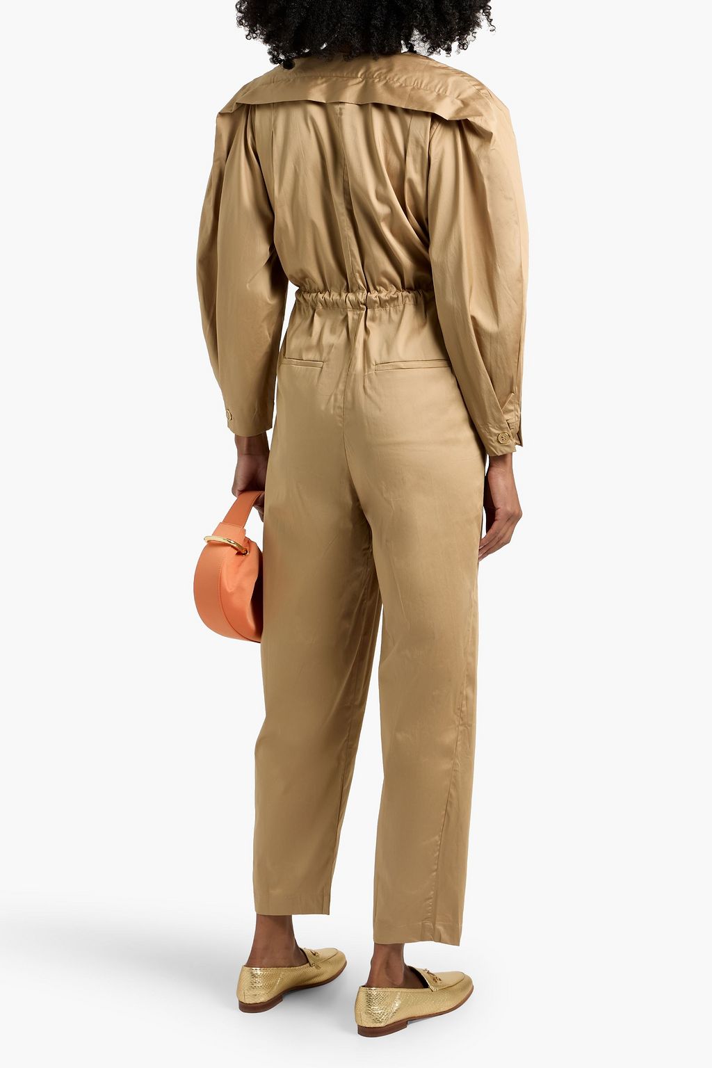 FARM RIO Belted cotton-blend jumpsuit