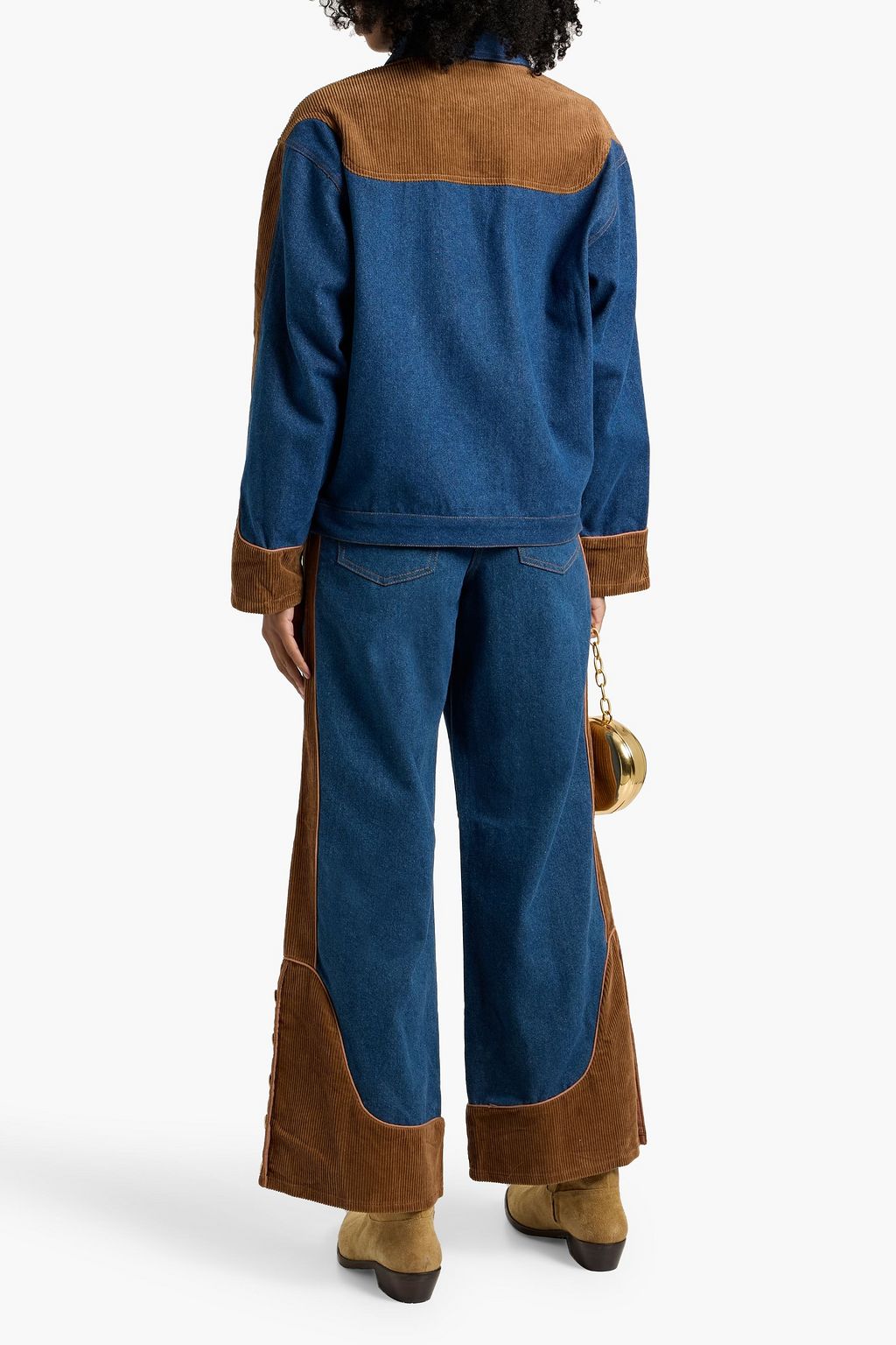 FARM RIO Corduroy-paneled denim jacket