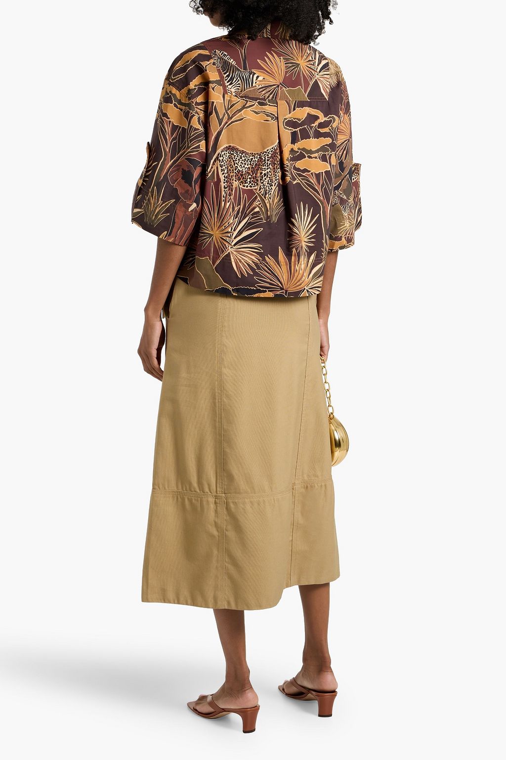 FARM RIO Printed cotton-poplin shirt