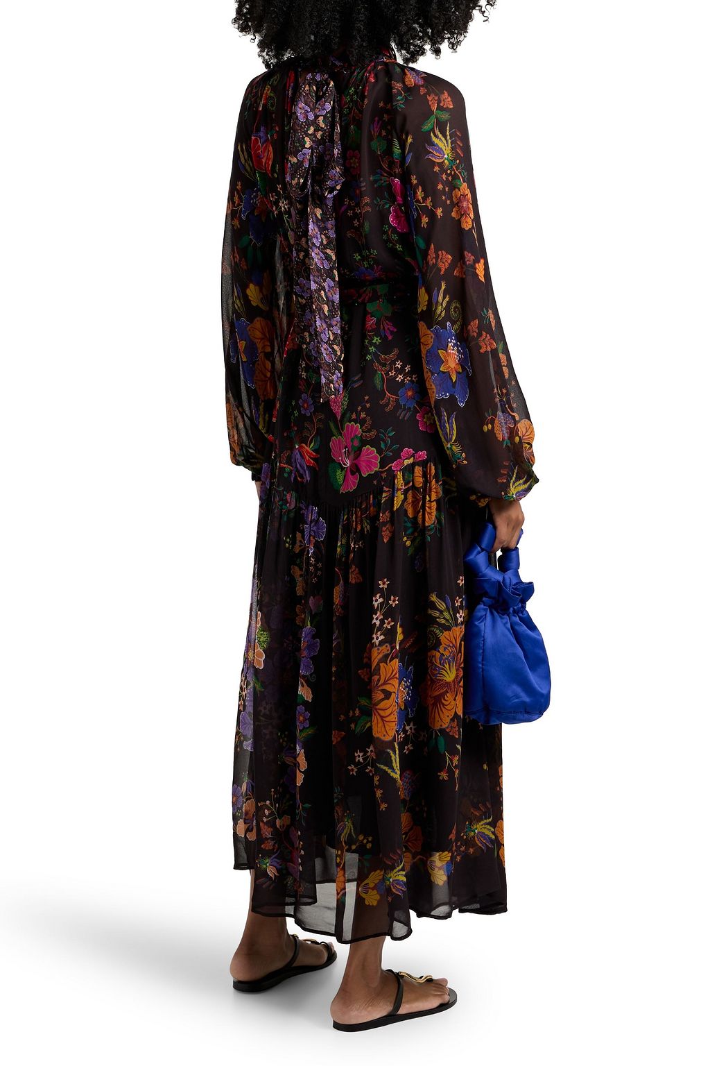 FARM RIO Belted floral-print crepe de chine maxi dress