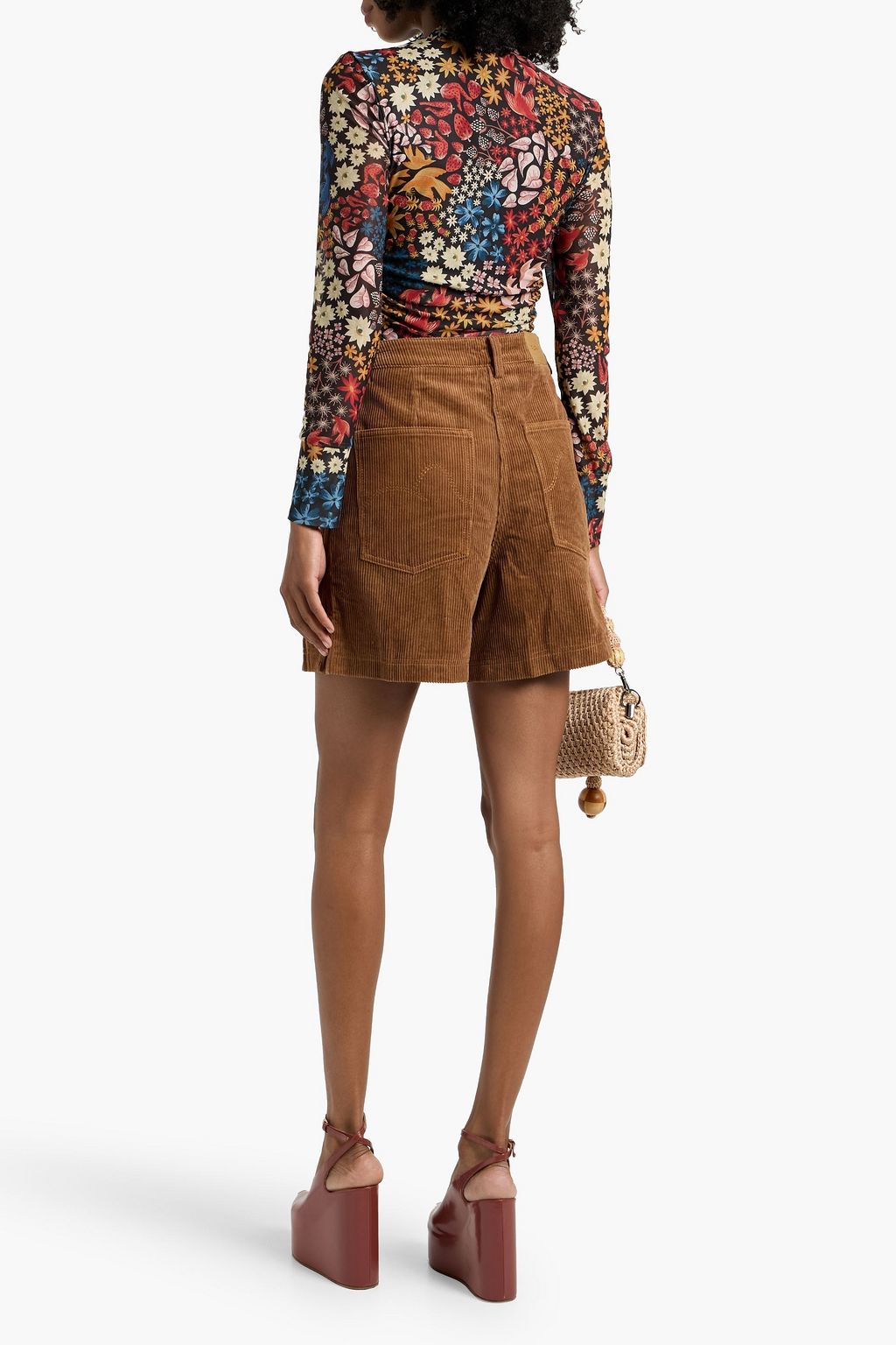 FARM RIO Printed stretch-tulle top