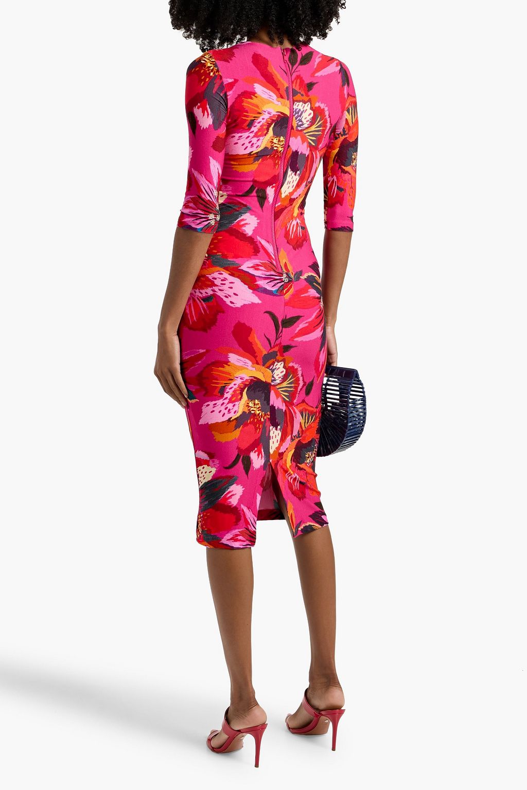 FARM RIO Printed stretch-jersey midi dress