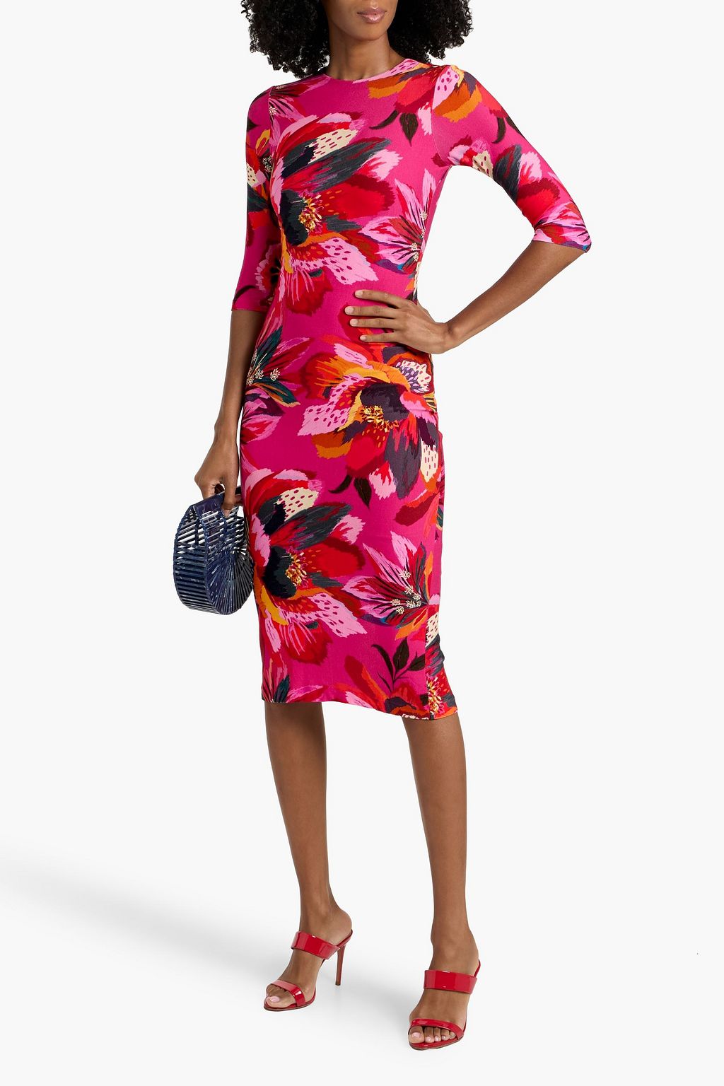 FARM RIO Printed stretch-jersey midi dress