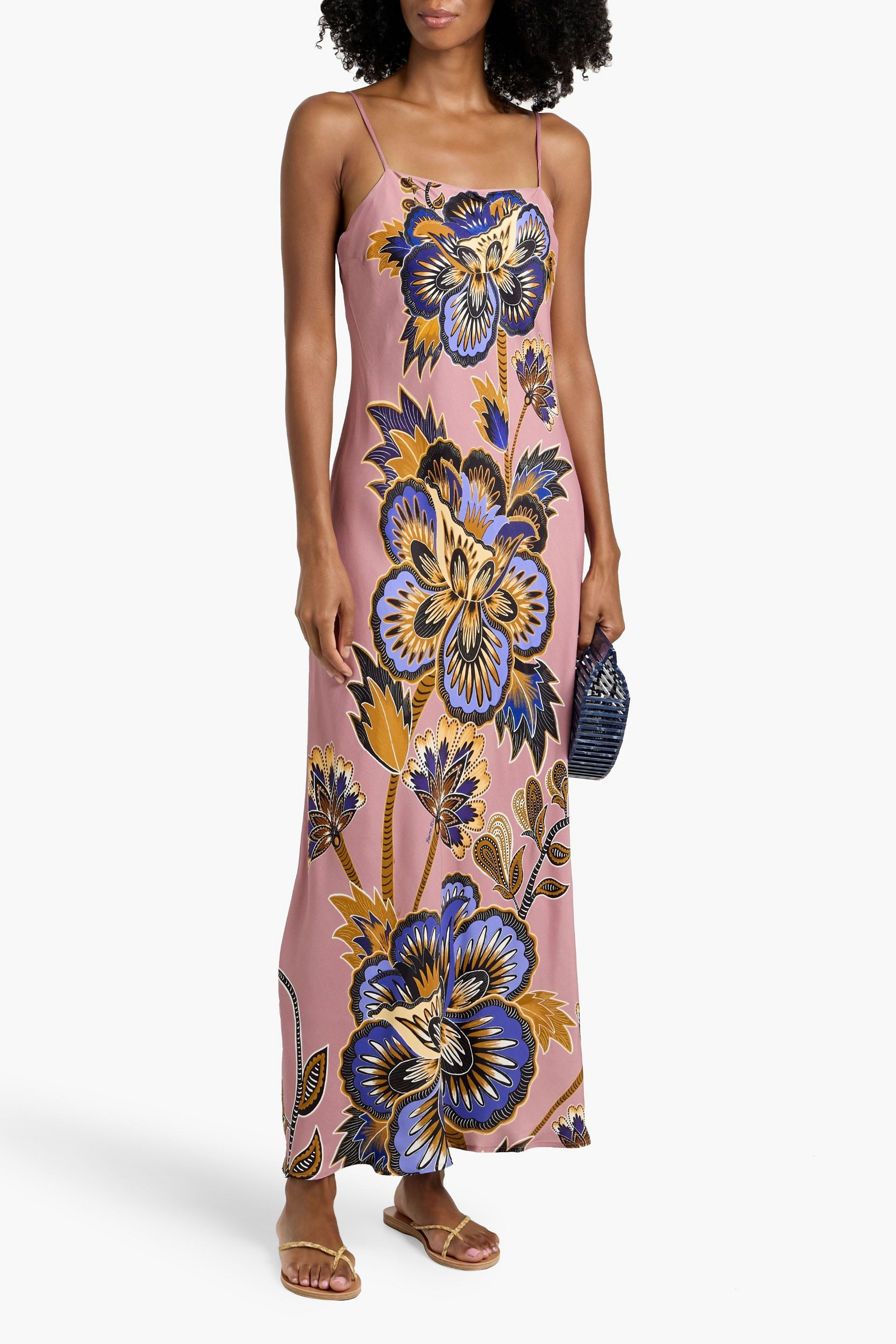 farm rio satin dress FARM RIO Cutout printed satin midi dress