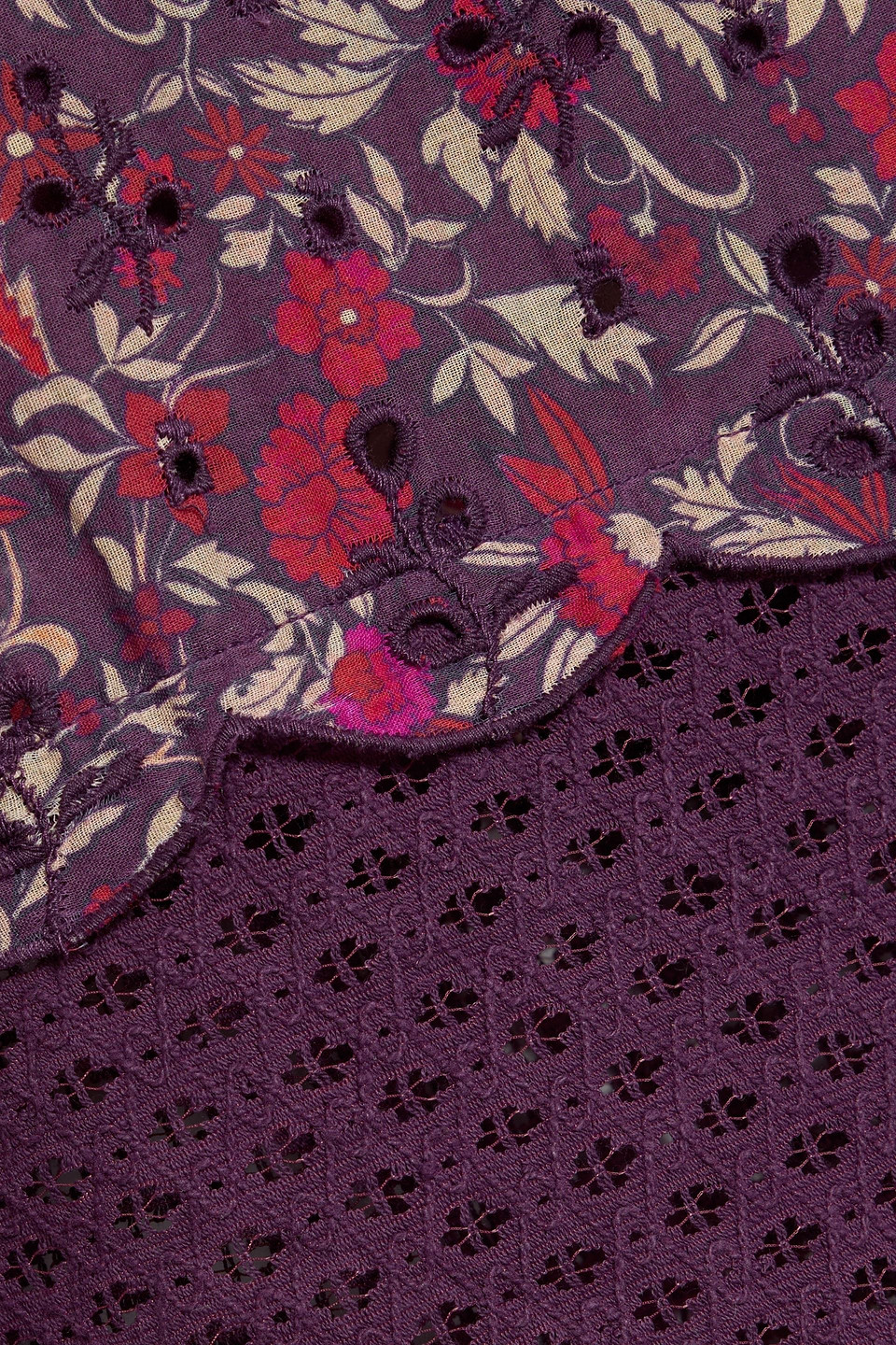 Farm Rio Purple Chelsea Garden Embroidered Lace Midi Dress In Purple