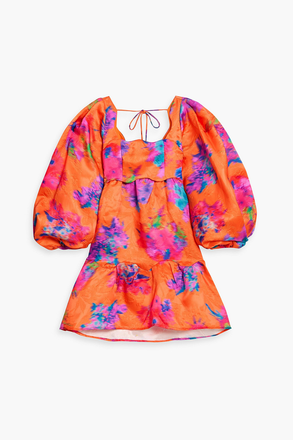 Farm Rio Printed Jacquard Mini Dress In Orange