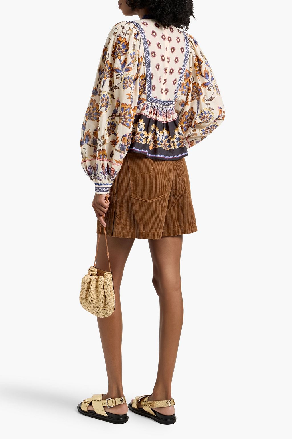 FARM RIO Floral-print cotton-voile blouse