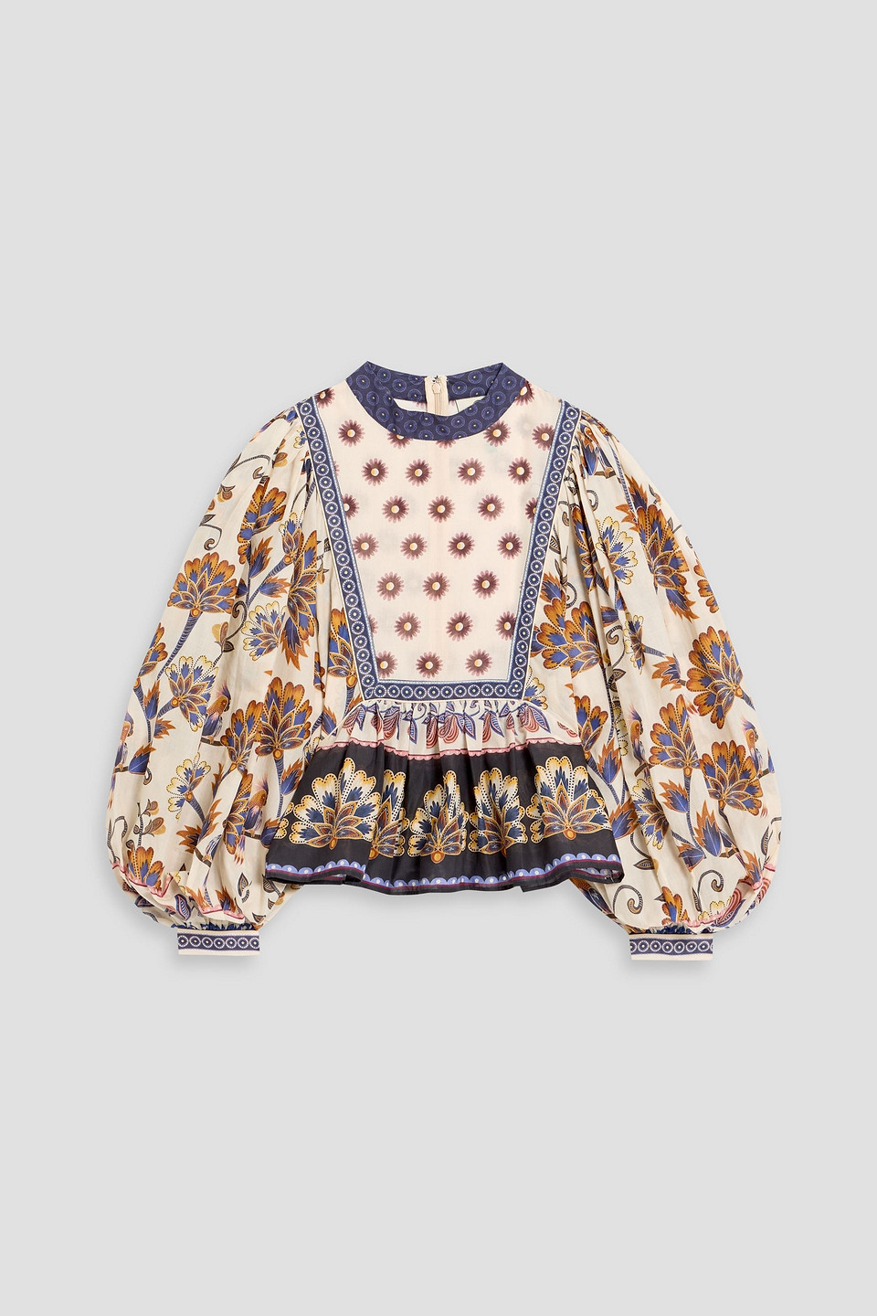 Farm Rio Floral-print Cotton-voile Blouse In Multi