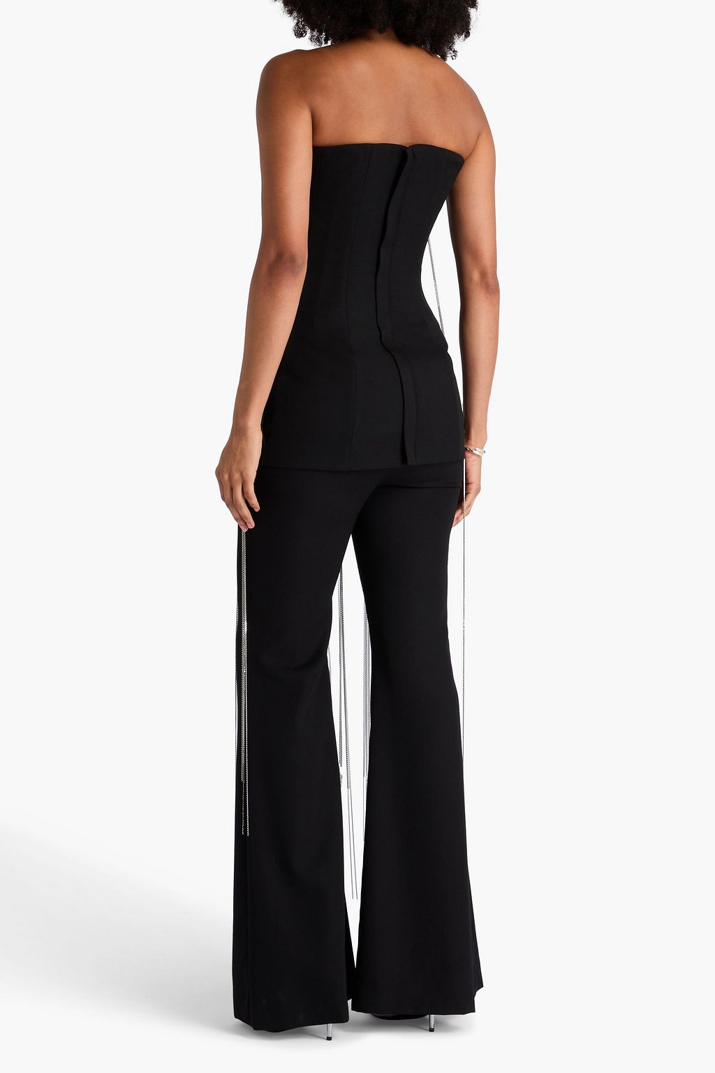 VICTORIA BECKHAM Strapless chain-embellished grain de poudre top