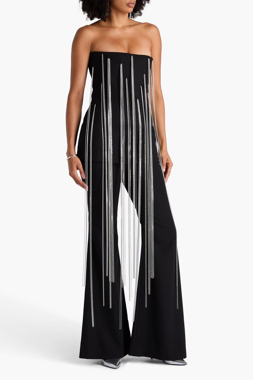 VICTORIA BECKHAM Strapless chain-embellished grain de poudre top