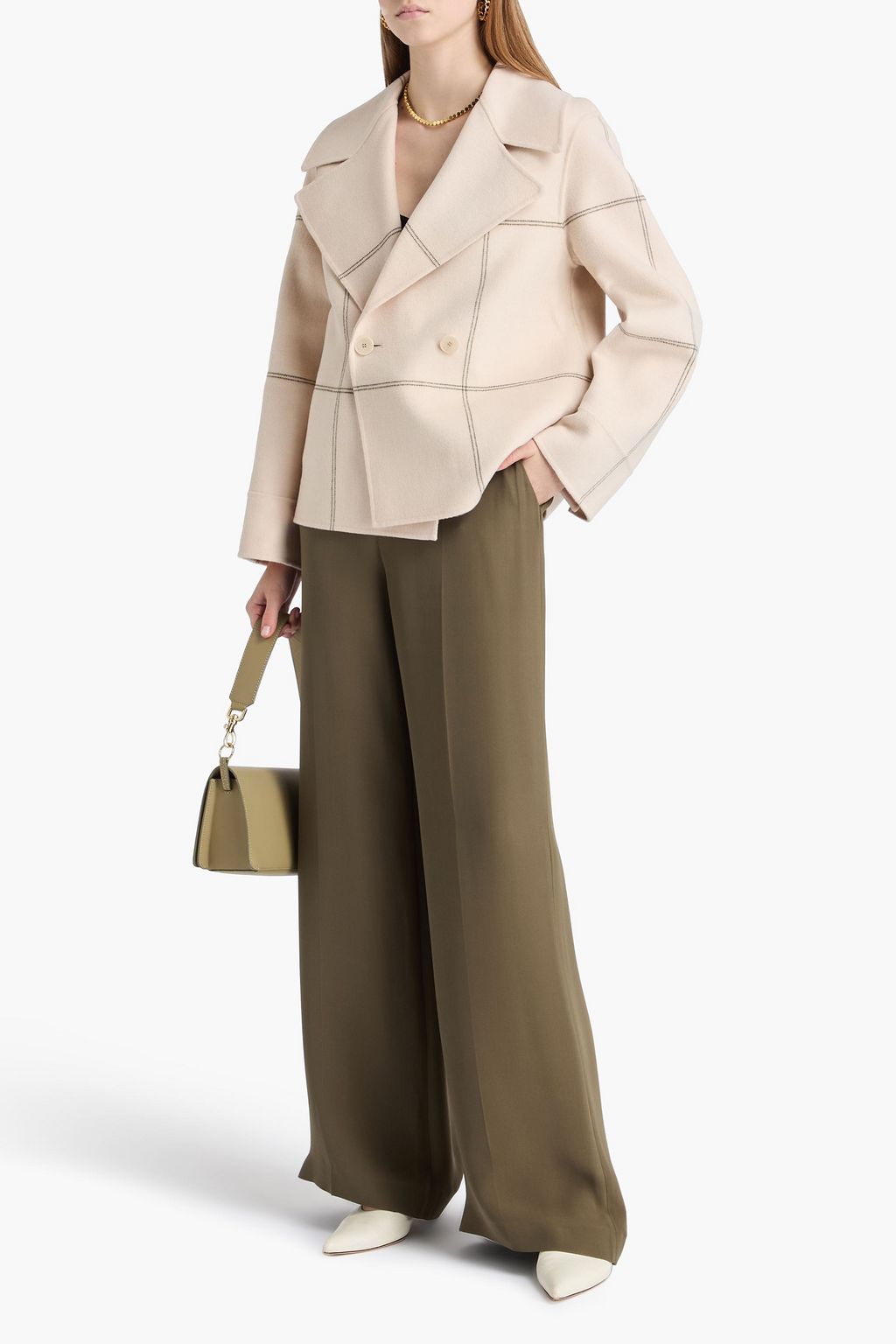 JOSEPH Rollet double-breasted checked wool and cashmere-blend felt coat