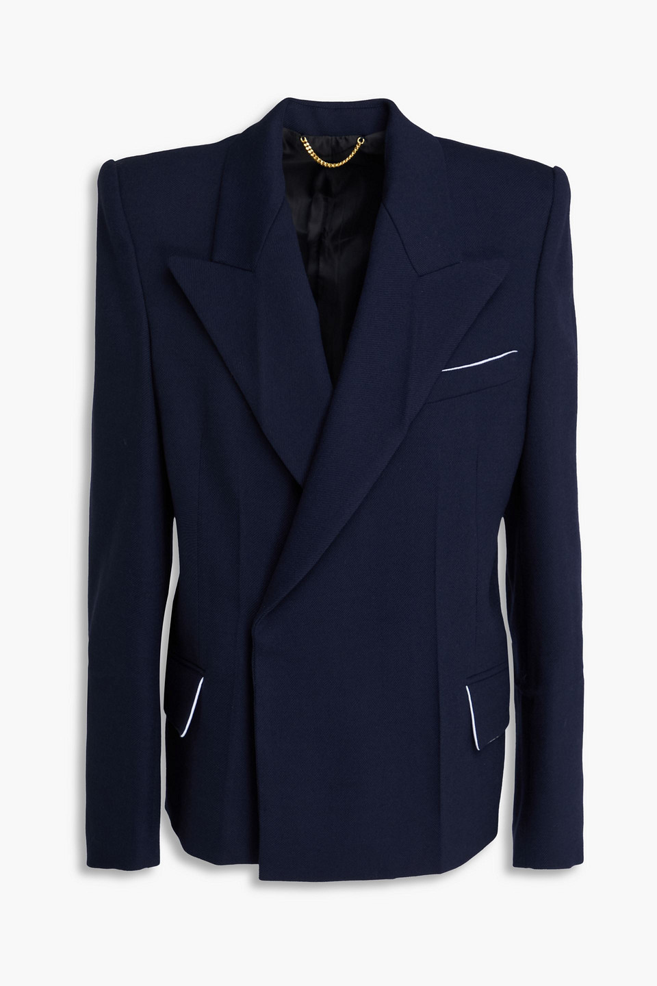 Victoria Beckham Double-breasted Wool-blend Twill Blazer In Blue