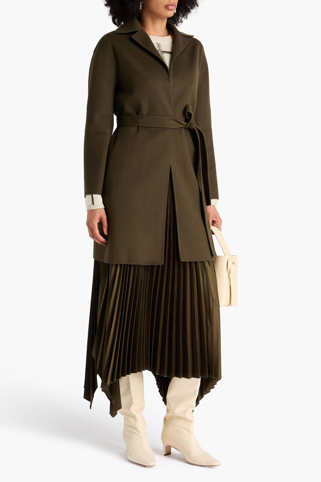 JOSEPH Cranwood belted wool and silk-blend felt coat