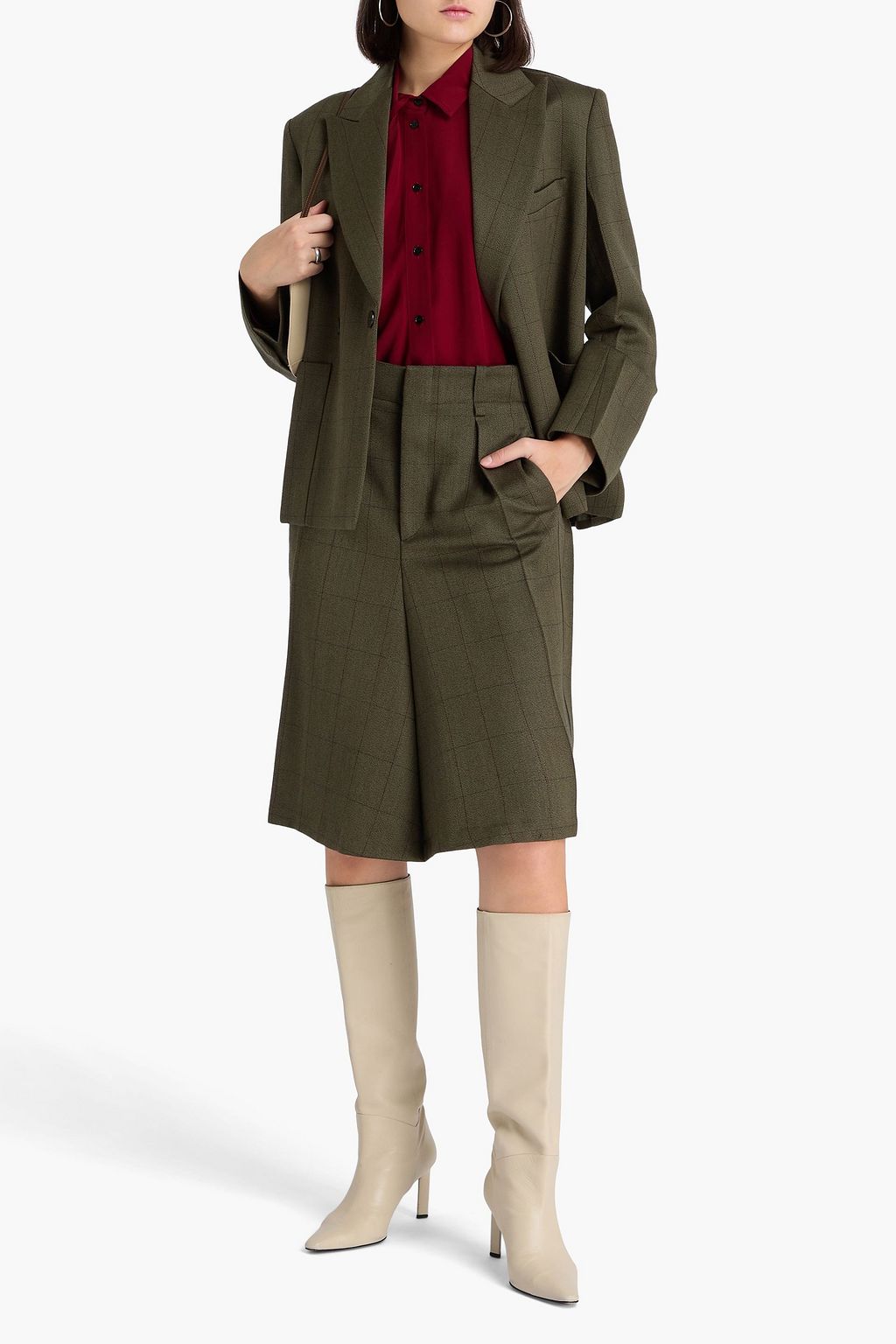 VICTORIA BECKHAM ウール スカート プリーツ入り チェック