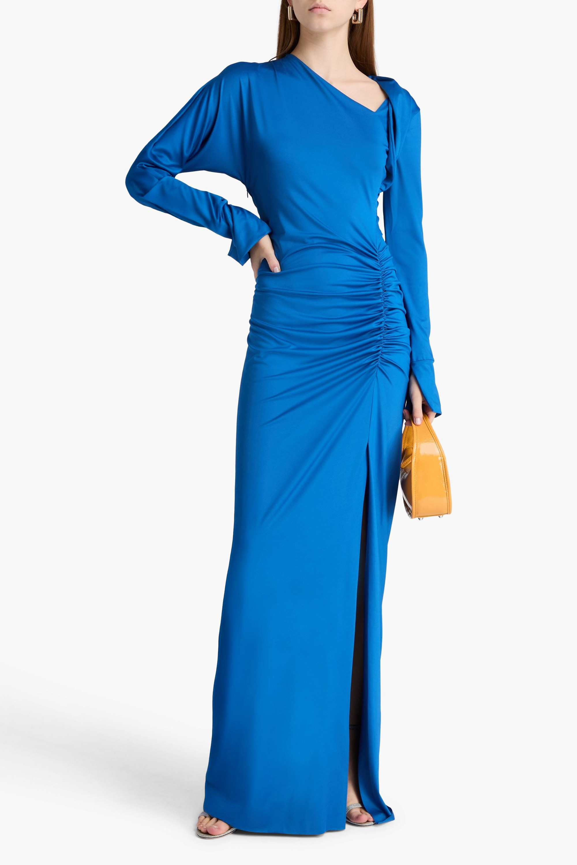 Victoria Beckham Asymmetric ruched stretch-jersey maxi dress