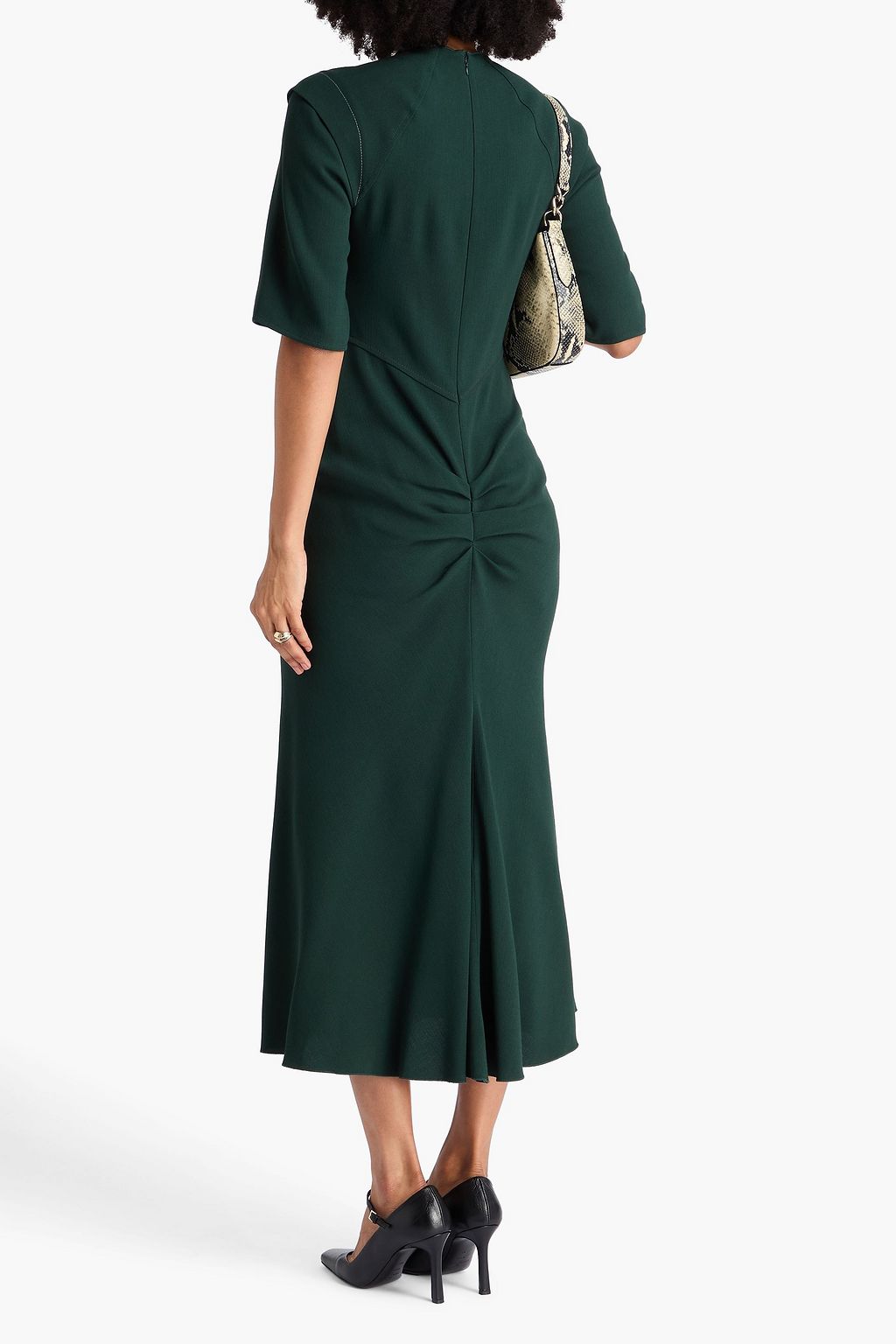 VICTORIA BECKHAM クレープ ミディワンピース ルーシュ入り