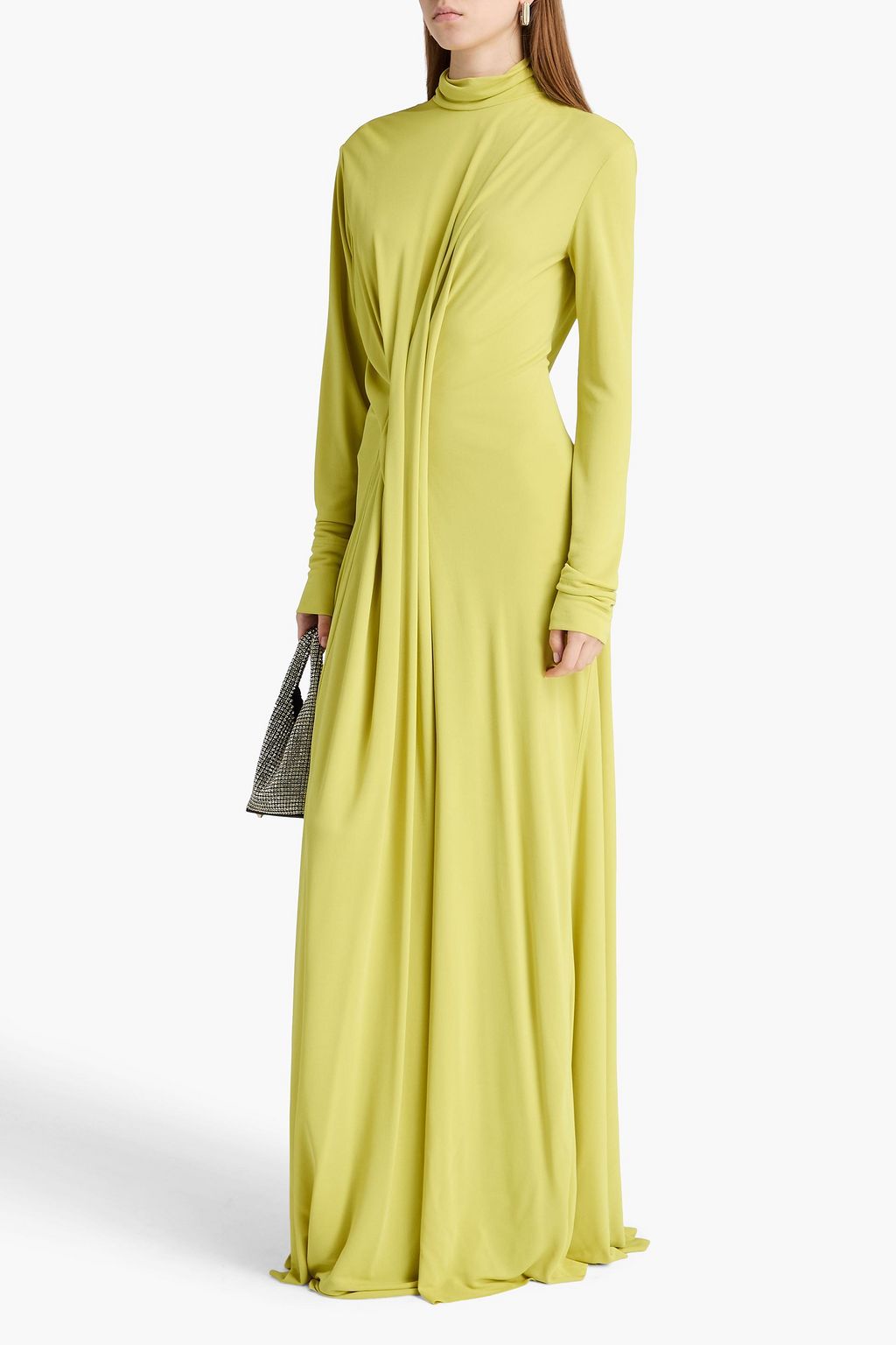VICTORIA BECKHAM クレープ タートルネック ロングドレス プリーツ入り