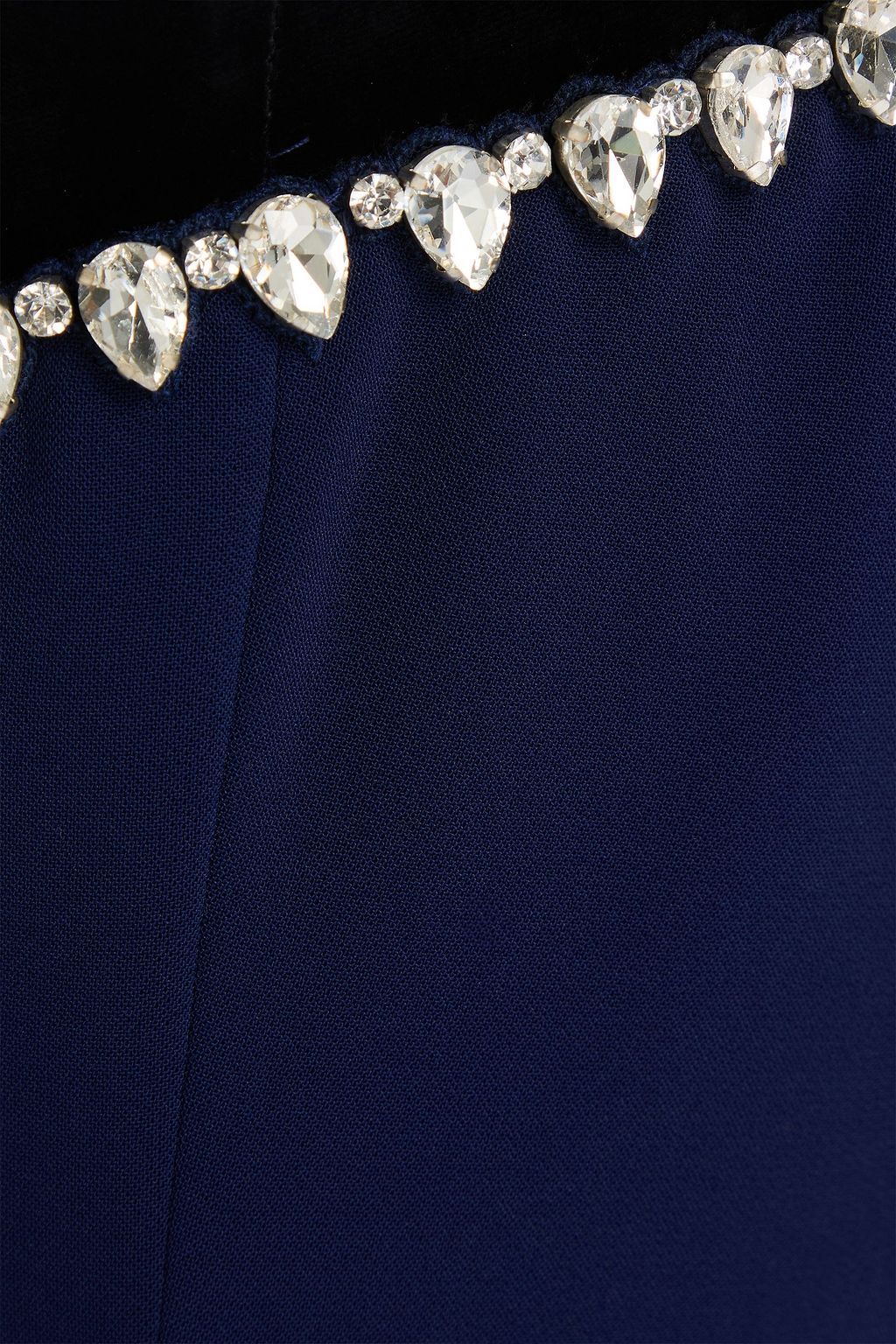 JENNY PACKHAM Strapless crytal-embellished velvet-trimmed crepe gown