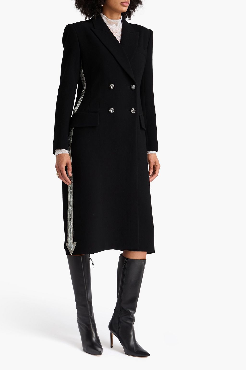 CHLOÉ Double-breasted crystal-embellished wool coat