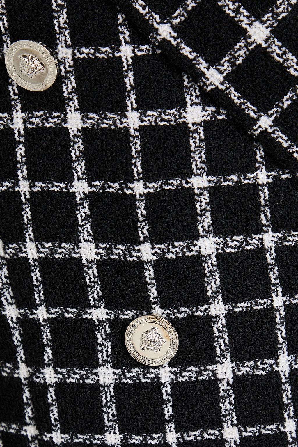VERSACE Double-breasted checked wool-blend tweed blazer