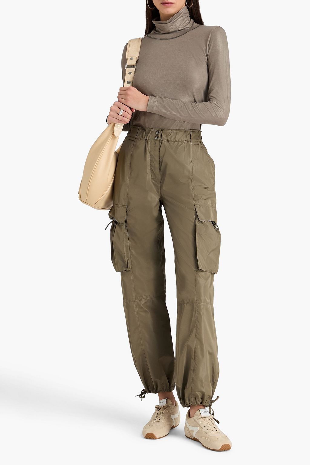 BRUNELLO CUCINELLI Metallic cotton-blend jersey turtleneck top