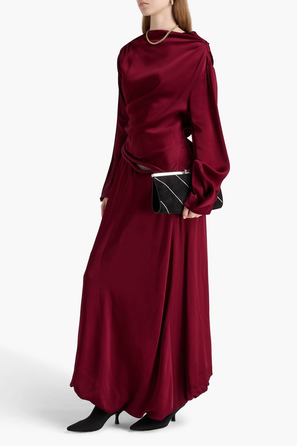 VICTORIA BECKHAM Asymmetric satin-crepe maxi dress
