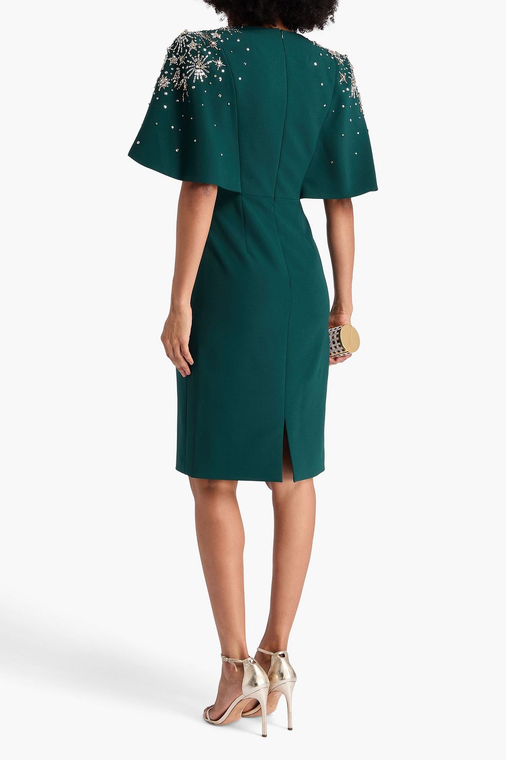 JENNY PACKHAM Embellished cape-effect crepe dress