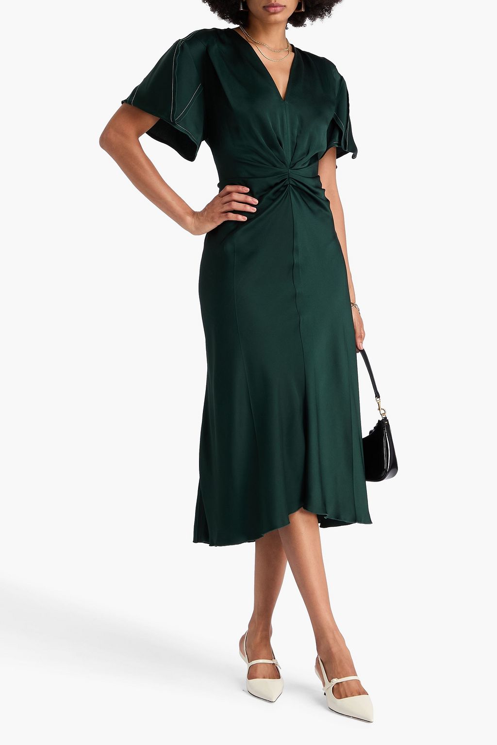 VICTORIA BECKHAM キャディ ミディワンピース ルーシュ入り