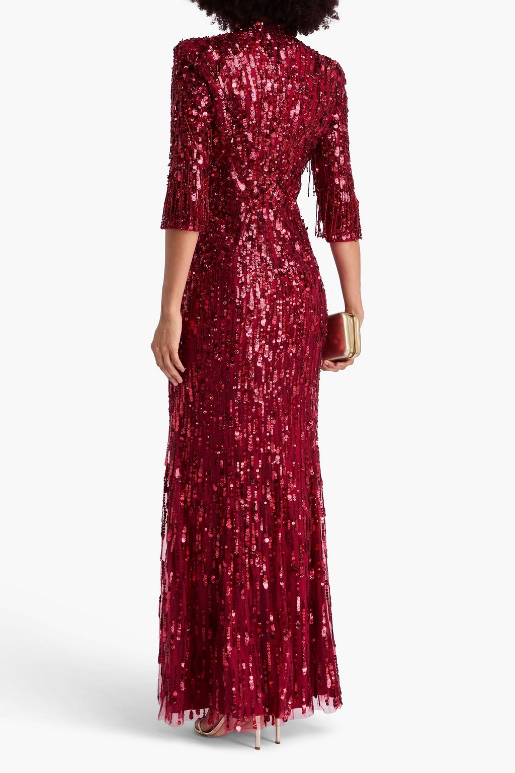 JENNY PACKHAM Oscar fringed embellished tulle gown