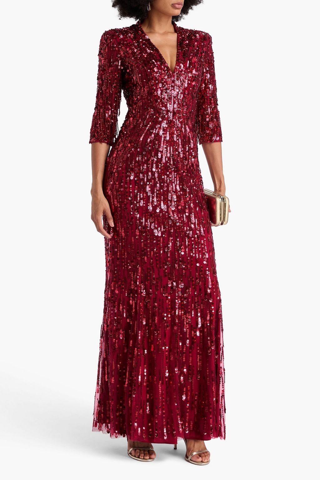 JENNY PACKHAM Oscar fringed embellished tulle gown