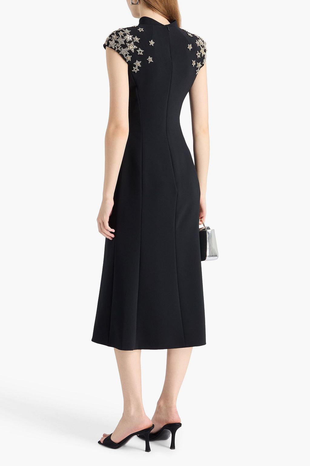 JENNY PACKHAM Flared embroidered crepe midi dress