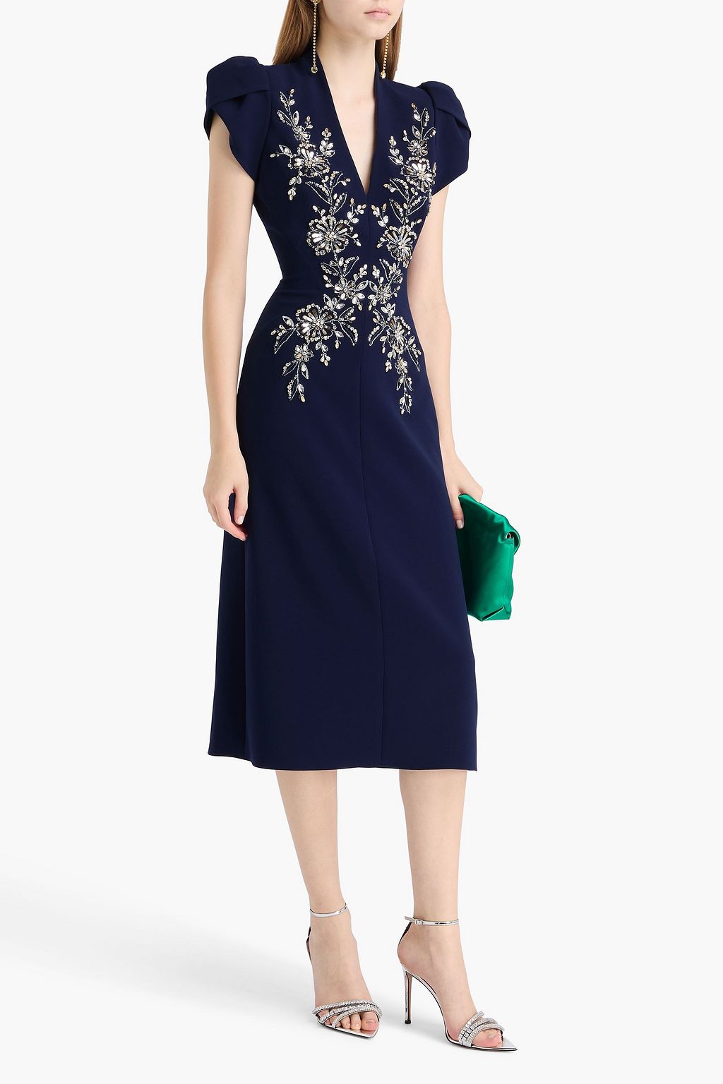 JENNY PACKHAM Embellished crepe midi dress