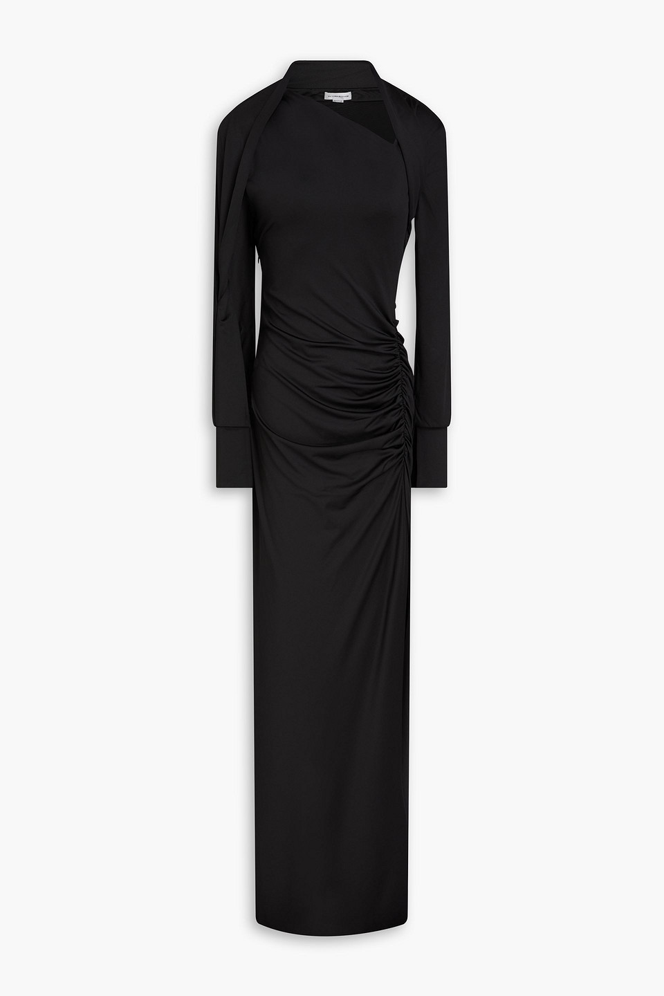 Victoria Beckham Asymmetric Ruched Stretch-jersey Maxi Dress In Black