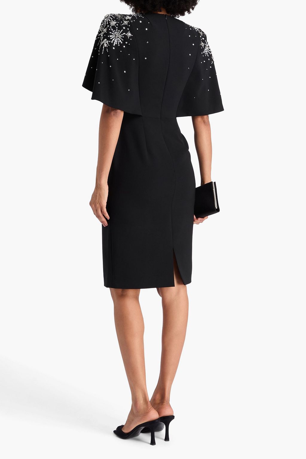 JENNY PACKHAM Embellished cape-effect crepe dress