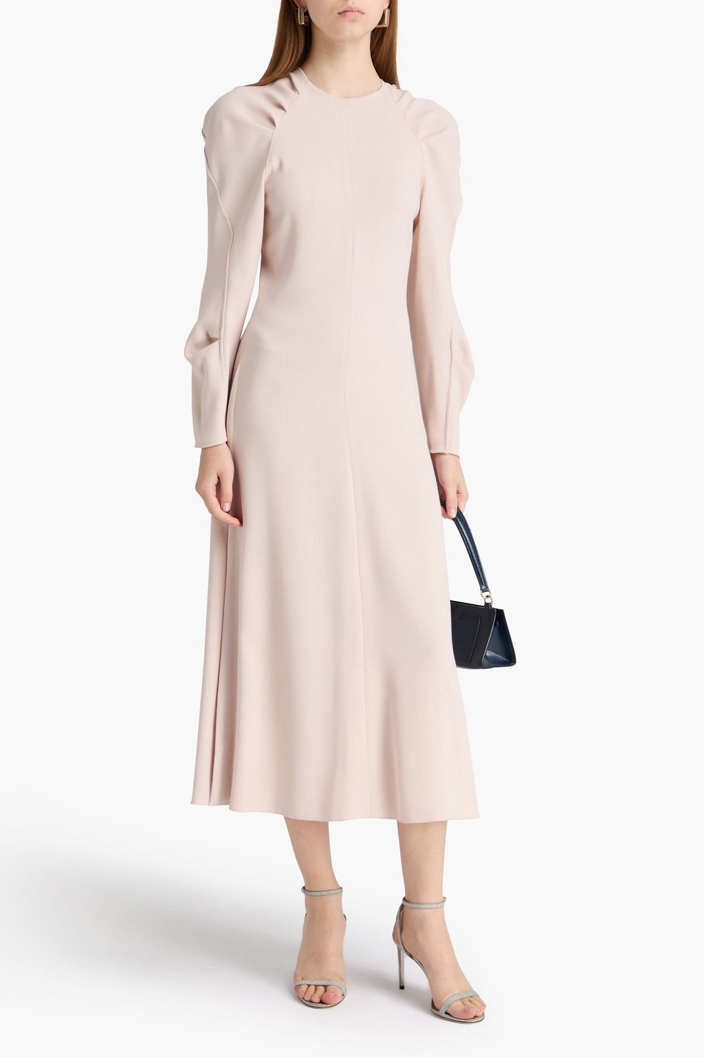 VICTORIA BECKHAM クレープ ミディワンピース ドレープ入り