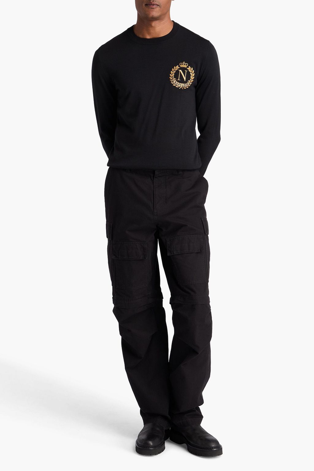 DOLCE&GABBANA Embroidered wool and silk-blend sweater