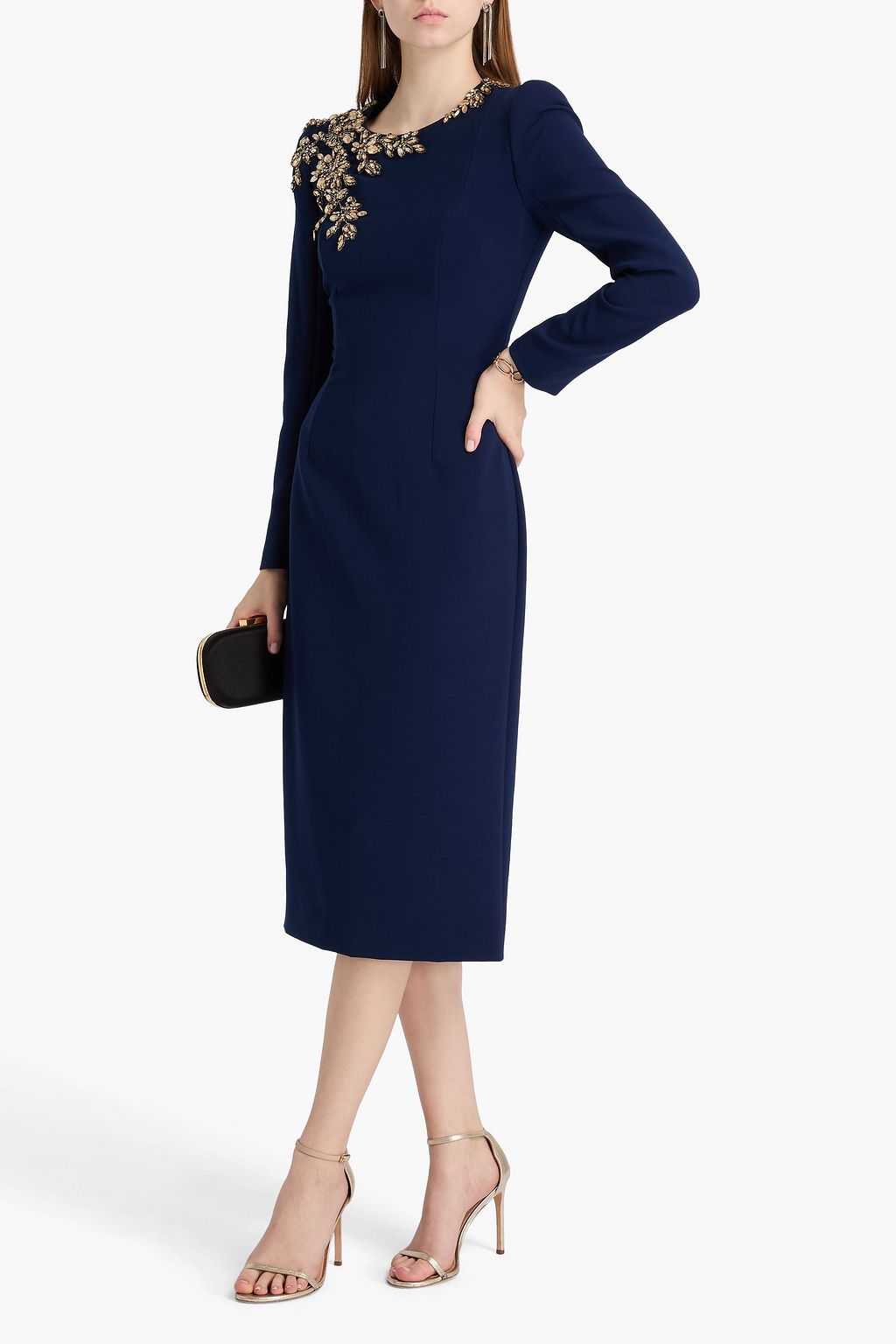 JENNY PACKHAM Embellished crepe midi dress