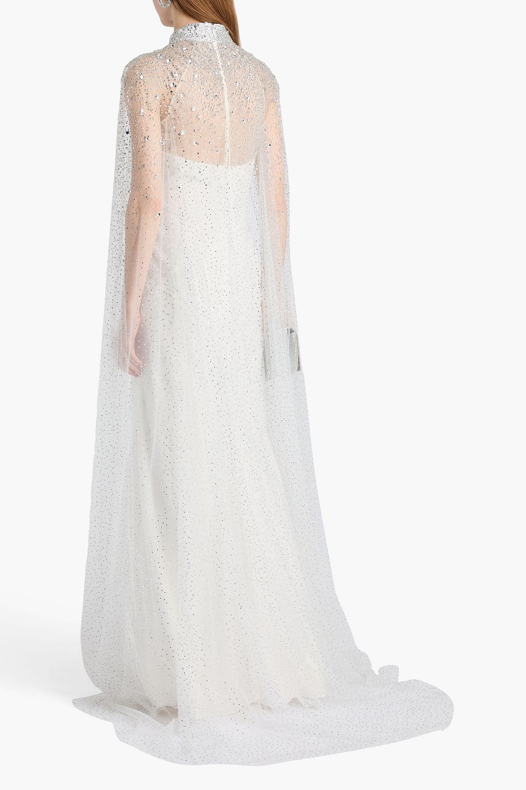 JENNY PACKHAM Crystal-embellished cape-effect tulle gown