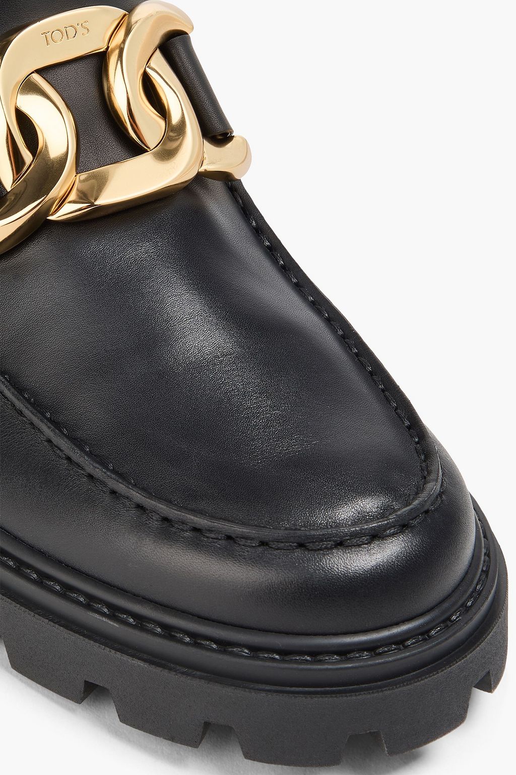 TOD'S 체인 장식 가죽 니하이 부츠