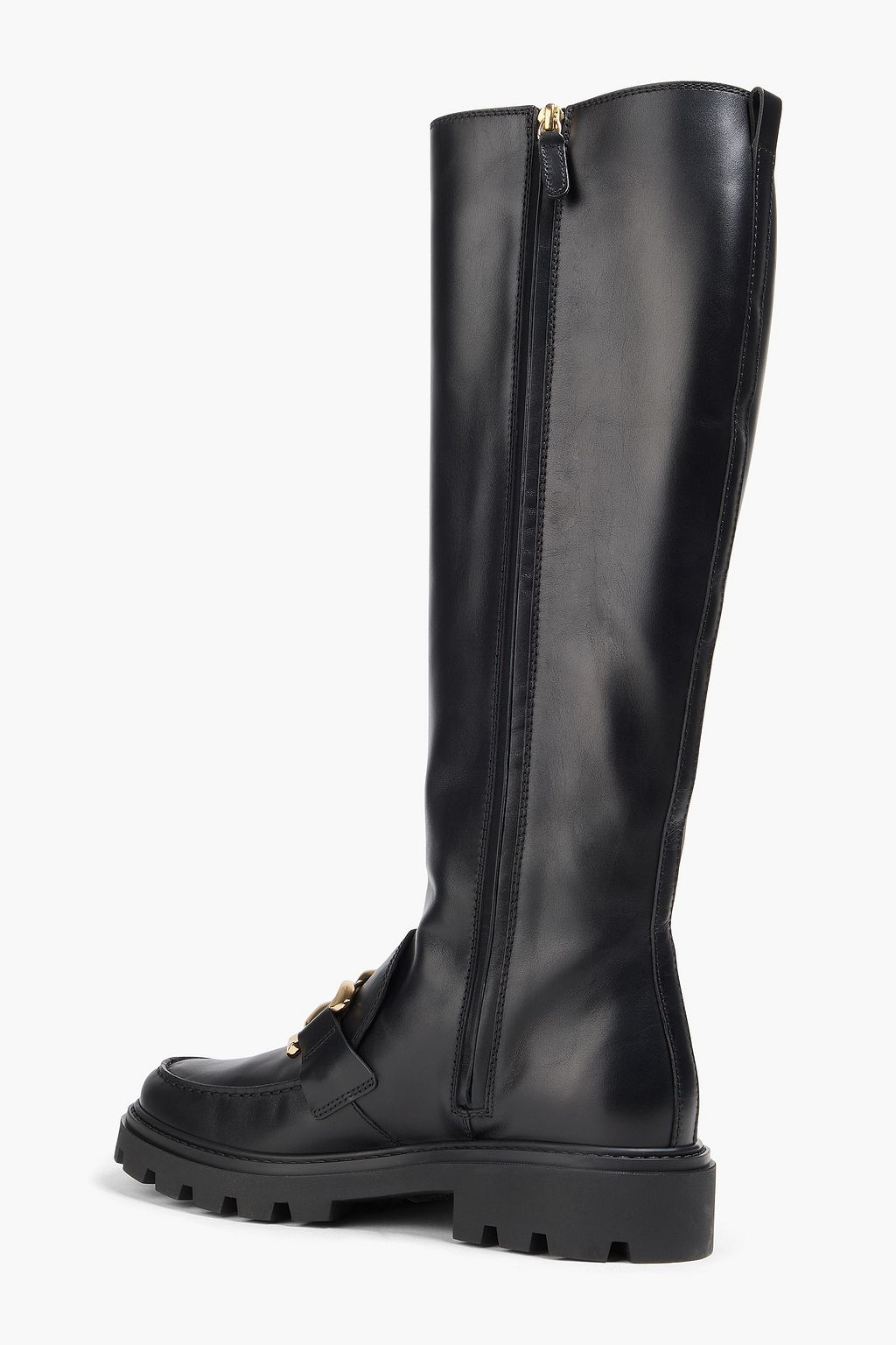 TOD'S 체인 장식 가죽 니하이 부츠