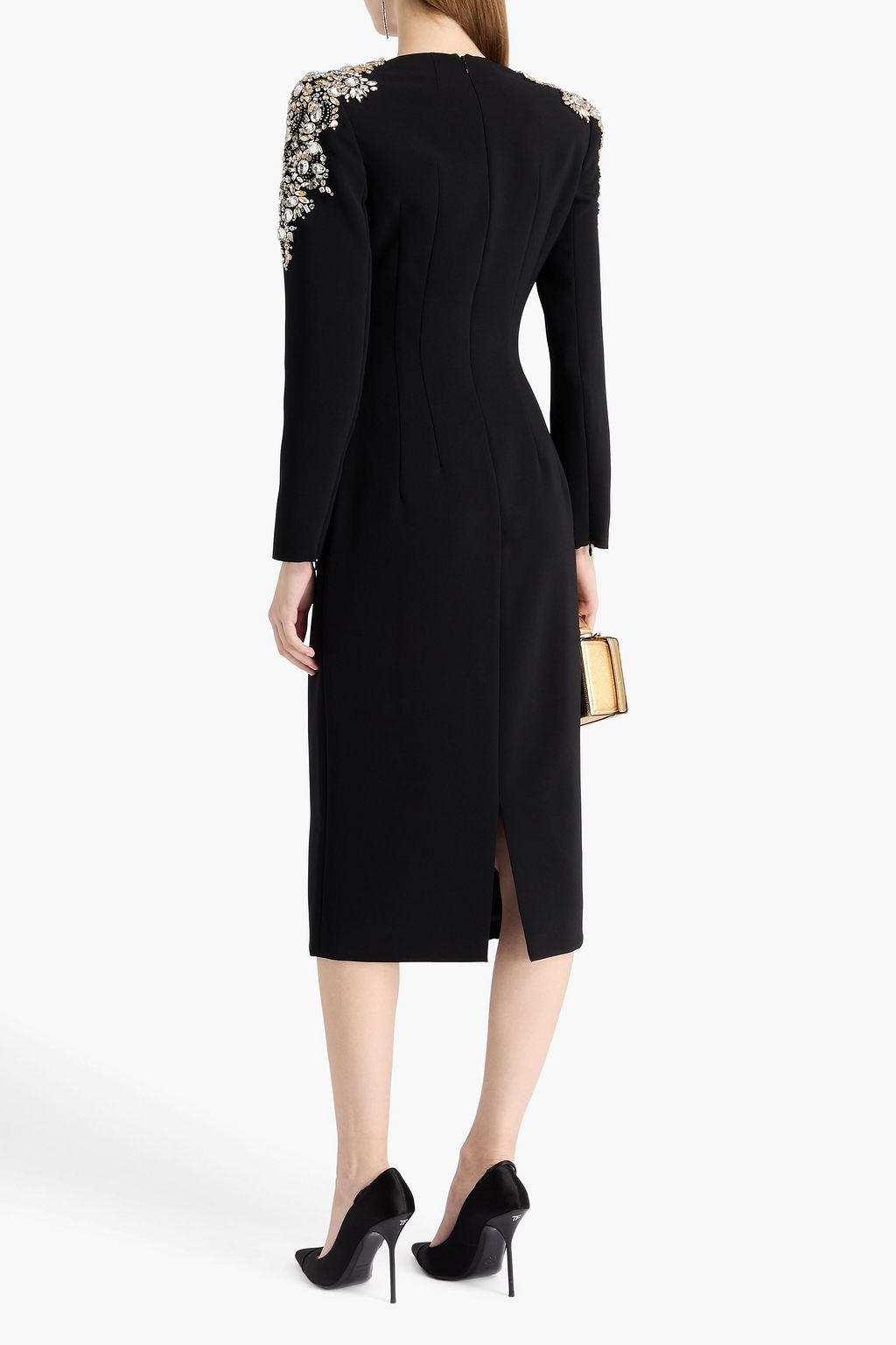 JENNY PACKHAM Crystal-embellished crepe midi dress