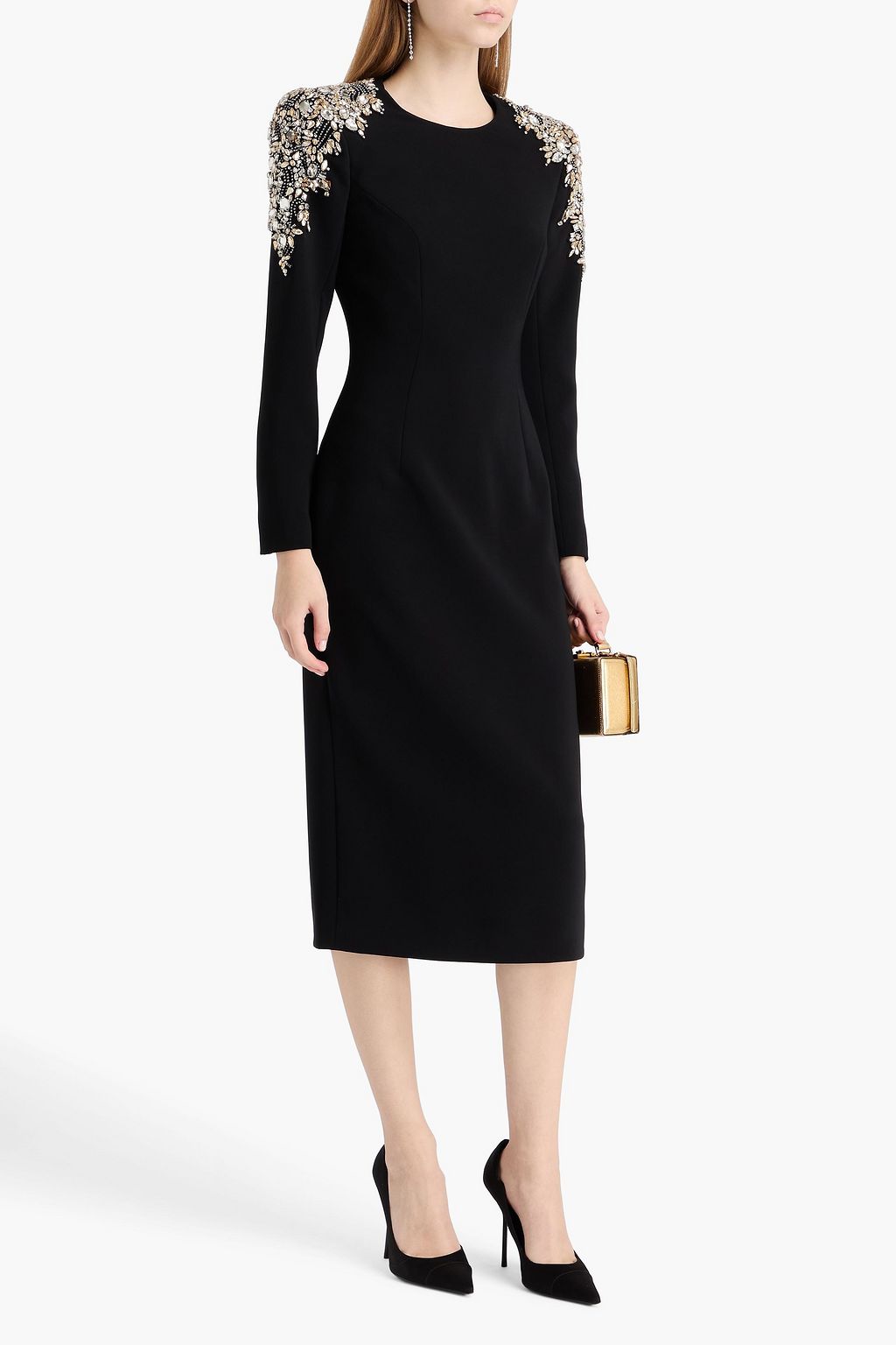 JENNY PACKHAM Crystal-embellished crepe midi dress