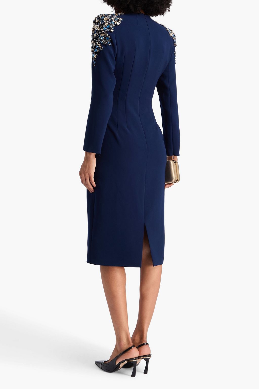 JENNY PACKHAM Crystal-embellished crepe midi dress