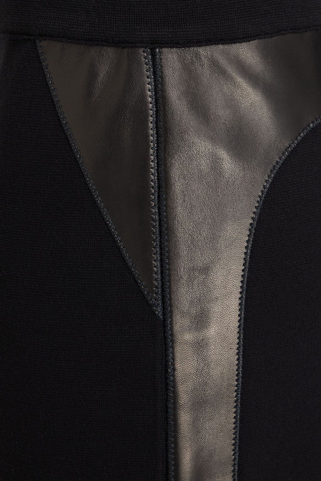 TOM FORD Leather-trimmed wool-blend pencil skirt