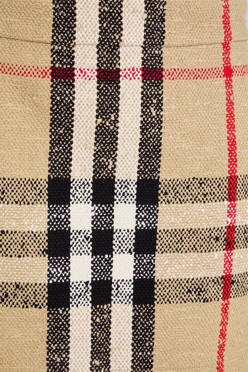 BURBERRY Fringed checked cotton-blend tweed mini skirt