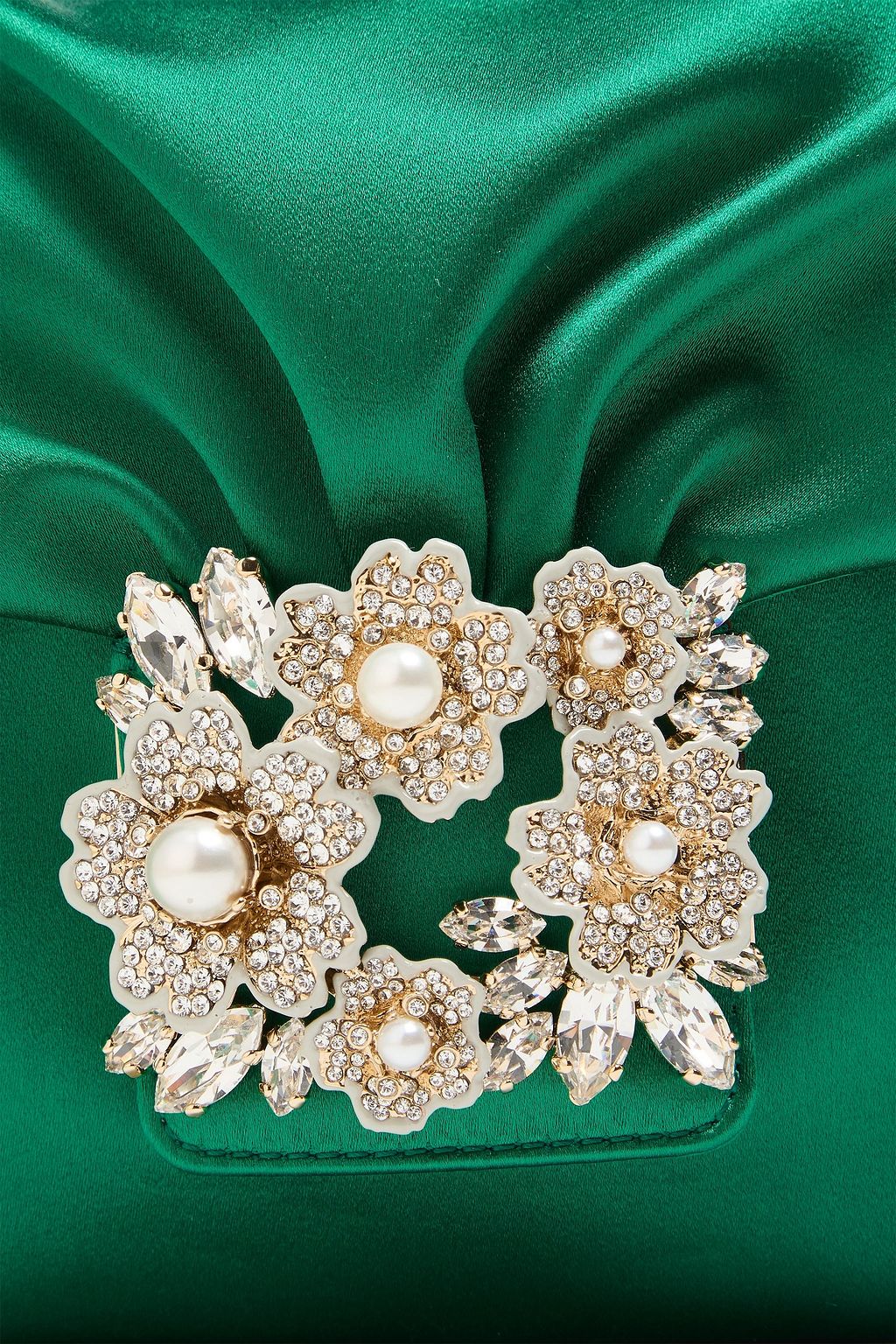 ROGER VIVIER حقيبة كتف من الساتان المزيّن