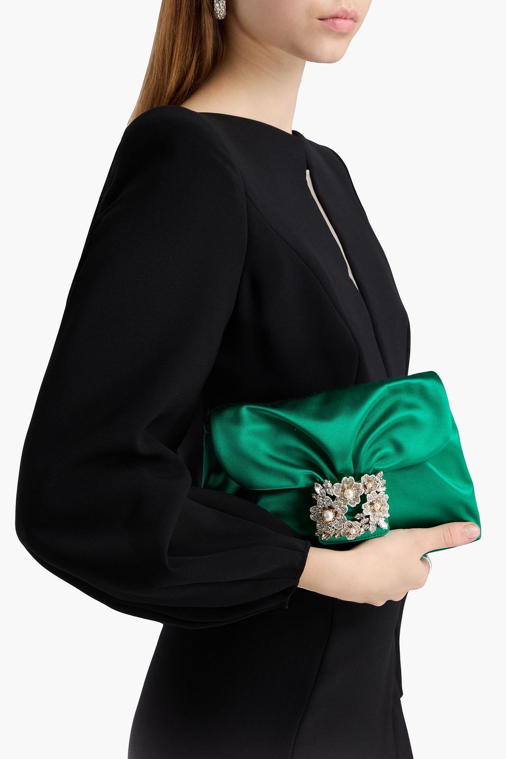 ROGER VIVIER حقيبة كتف من الساتان المزيّن